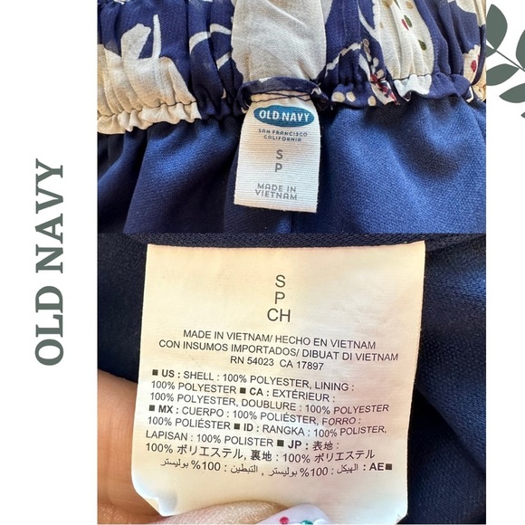 🛍️3/$40 Old Navy A-Line Skirt Floral Bird Print Lined Navy Cream Size Small - Picture 4 of 4